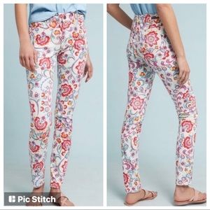 Anthropologie Pilcro Floral Mid Rise Skinny Jeans